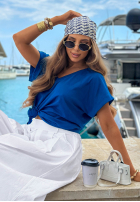 T-Shirt z dekoltem w serek Sea Sailing Dunkelblau