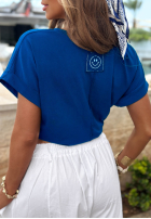 T-Shirt z dekoltem w serek Sea Sailing Dunkelblau