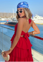 Wiskozowa Kleid maxi na ramiączkach z falbankami Sunny Twist Weiß