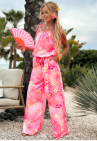 Długi wzorzysty Jumpsuit z wiskozą Sunset Bay Rosa