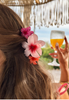 Haarspangen Set 3w1 kwiatowe klamry do włosów Aloha Flora różowo-Orange