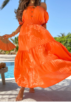 Kleid maxi z falbankami Paradise Sundown Rosa