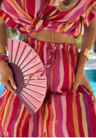 Set T-Shirt i Hose wide leg w kolorowe paski Water Rainbow pomarańczowo-Rosa