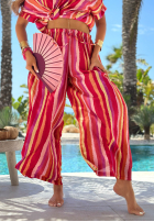 Set T-Shirt i Hose wide leg w kolorowe paski Water Rainbow pomarańczowo-Rosa