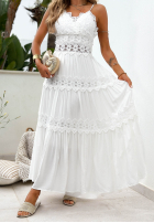 Kleid maxi na ramiączkach z koronką boho Sun Sorella Weiß