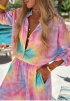 Set Hemd i Hose wide leg  tie dye Pastel Tropics różowo-Violett