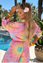 Set Hemd i Hose wide leg  tie dye Pastel Tropics różowo-Violett