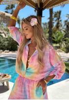 Set Hemd i Hose wide leg  tie dye Pastel Tropics różowo-Violett