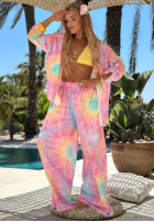 Set Hemd i Hose wide leg  tie dye Pastel Tropics różowo-Violett