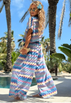 Set T-Shirt i Hose wide leg Mit Muster Colorful Waves Blau
