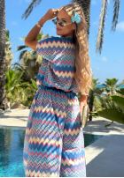 Set T-Shirt i Hose wide leg Mit Muster Colorful Waves Blau