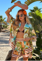 Krótkie Material spodenki w egzotyczne wzory Tropical Paradise błękitno-Grün