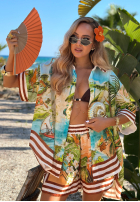 Krótkie Material spodenki w egzotyczne wzory Tropical Paradise błękitno-Grün