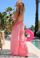 Materiałowy Set top i Hose wide leg Puerto Rico Rosa