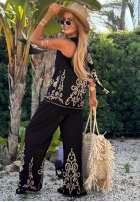 Wzorzysty Set top i Hose wide leg Palm Residence Dunkelblau
