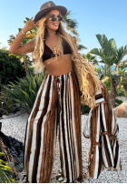 Set Hemd i Hose wide leg w paski Trinidad Sun biało-Camel