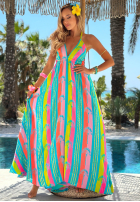 Kleid maxi na ramiączkach w kolorowe wzory Island Fantasy Mokkafarben