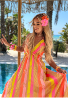 Kleid maxi na ramiączkach w kolorowe wzory Island Fantasy Mokkafarben