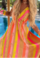 Kleid maxi na ramiączkach w kolorowe wzory Island Fantasy Mokkafarben