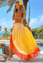 Set kostium kąpielowy bikini i pareo z falbankami Aloha Sunset żółto-Orange