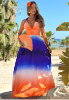 Kleid maxi na ramiączkach ombre Jamaica Bay kobaltowo-Orange