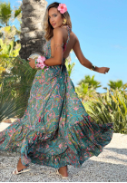 Wzorzysta Kleid maxi z wiskozy Sunlit Queen miętowo-Rosa