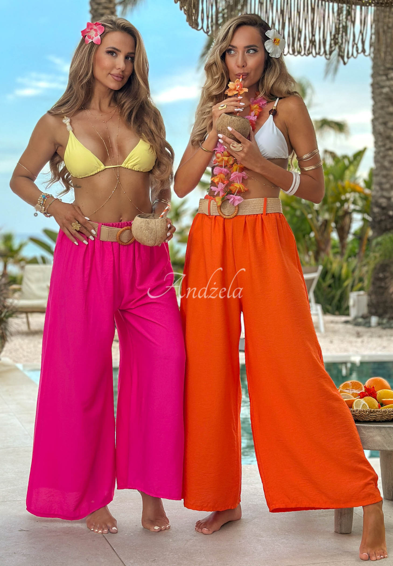Weit geschnittene Stoffhose aus Viskose Vacation Moments Orange