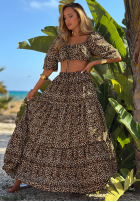 Kleid maxi w panterkę Sand Panther Beige