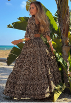 Kleid maxi w panterkę Sand Panther Beige