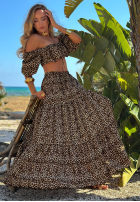 Kleid maxi w panterkę Sand Panther Beige