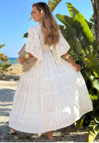 Kleid maxi ze złotymi haftami boho Palm Royale Schwarz
