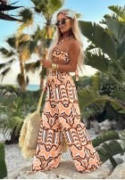 Set top i Hose wide leg Beach Dreams biało-Camel