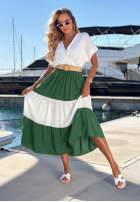 Kolorowa Kleid midi z paskiem Ocean Dream biało-Schokoladenbraun
