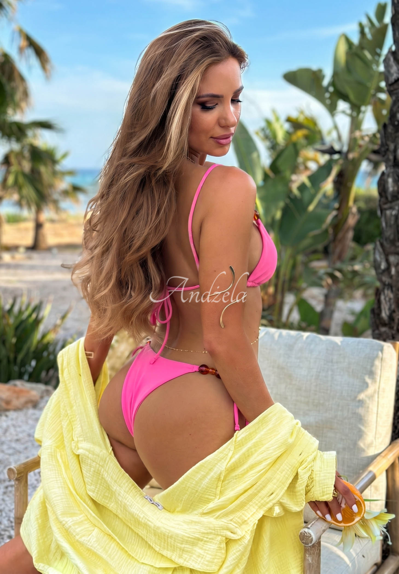 Zweiteiliger Badeanzug mit Strasssteinen Warm Escape Rosa