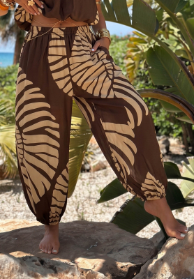 Gemusterte Ballonhose aus Baumwolle Summer Shore Schokoladenbraun