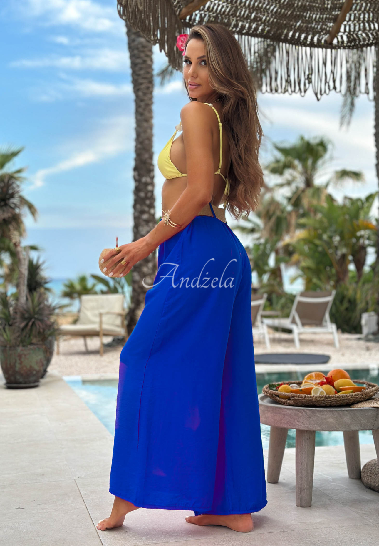 Weit geschnittene Stoffhose aus Viskose Vacation Moments Kobaltblau