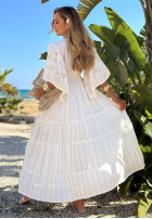 Kleid maxi ze złotymi haftami boho Palm Royale Schwarz