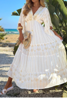 Kleid maxi ze złotymi haftami boho Palm Royale Schwarz