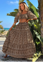 Kleid maxi w panterkę Sand Panther Beige