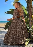 Kleid maxi w panterkę Sand Panther Beige