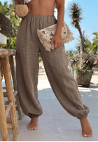 Lniane Hose haremki ze ściągaczami Sun Outfit Khaki