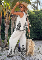 Wzorzysty Set top i Hose wide leg Palm Residence Dunkelblau