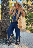 Wzorzysty Set top i Hose wide leg Palm Residence Dunkelblau