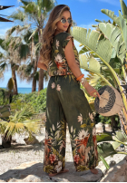 Wzorzysty Set Bluse i Hose wide leg Tropical Flora Khaki
