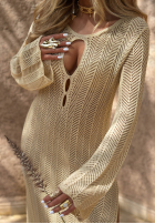Ażurowa Kleid maxi boho Jaqueline Beige