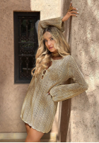 Ażurowa Kleid mini boho Jaqueline Beige