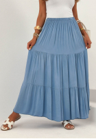 Asymetryczna Kleid maxi z falbankami Ocean Escape Khaki
