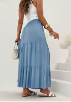 Asymetryczna Kleid maxi z falbankami Ocean Escape Khaki