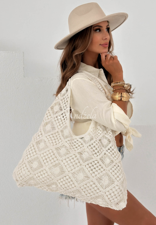 Durchbrochene Tasche boho Verona Wei&szlig;