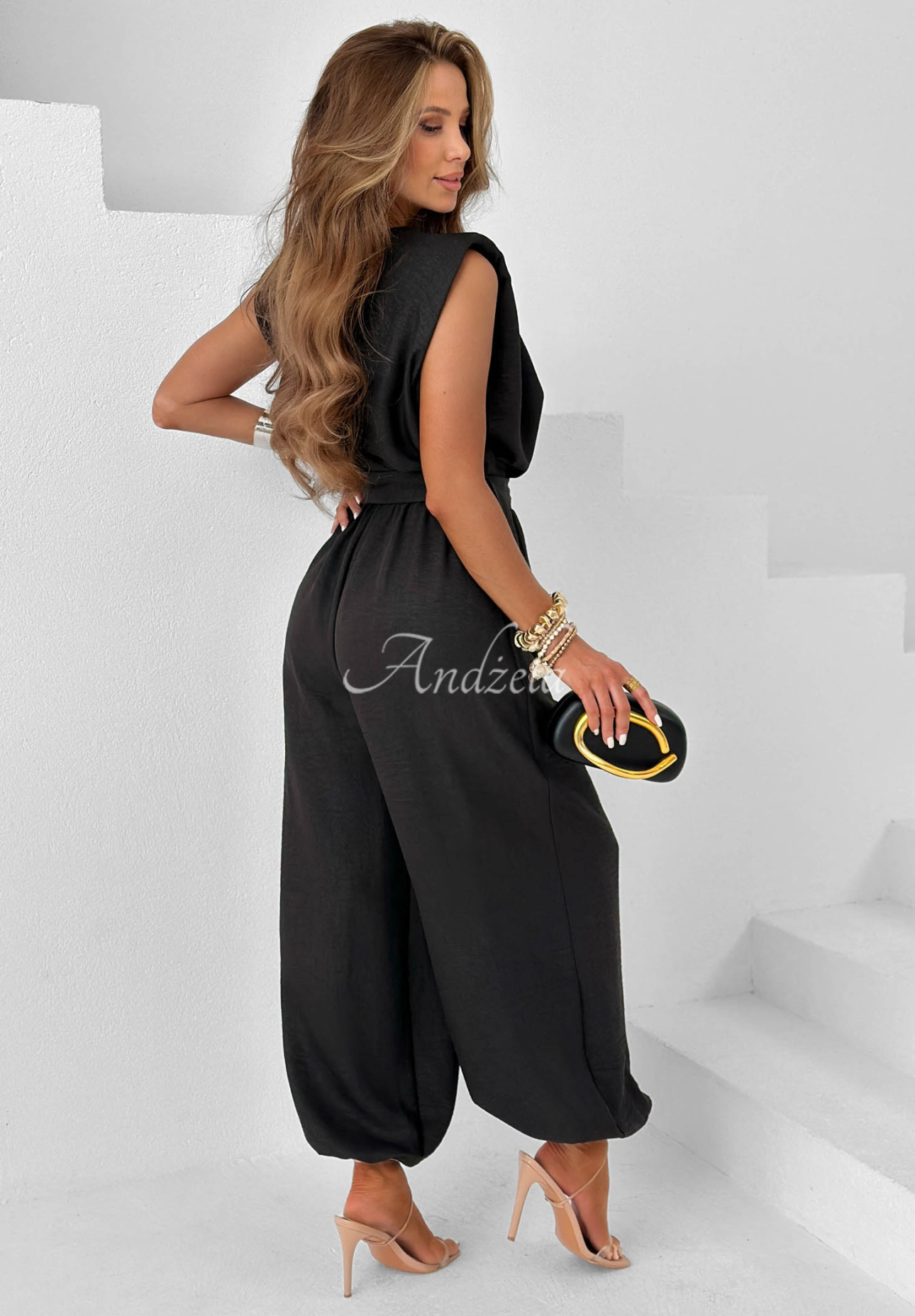 Langer Jumpsuit mit Trägern Warm Paradise Schwarz